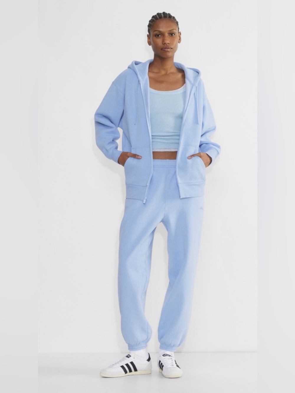 BNWT Aritzia Wilfred Free Pastel Blue Zip Up Hoodie Size 1